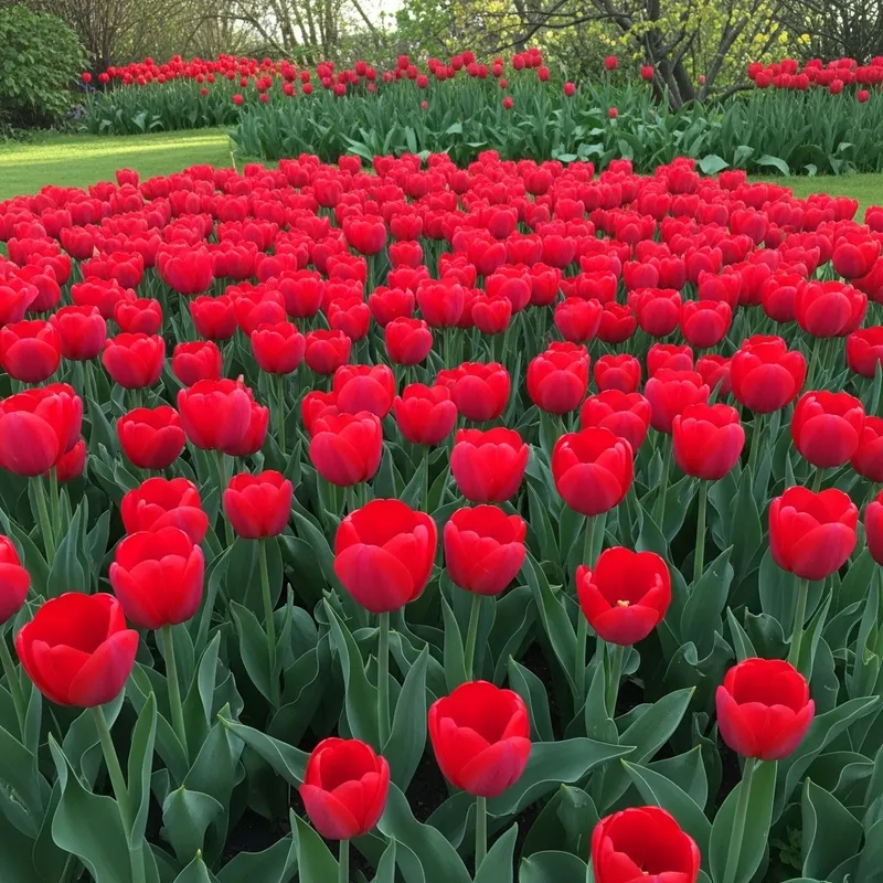 Breathtaking Red Tulip Gardens in Full Bloom Breathtaking Red Tulip Gardens in Full Bloom