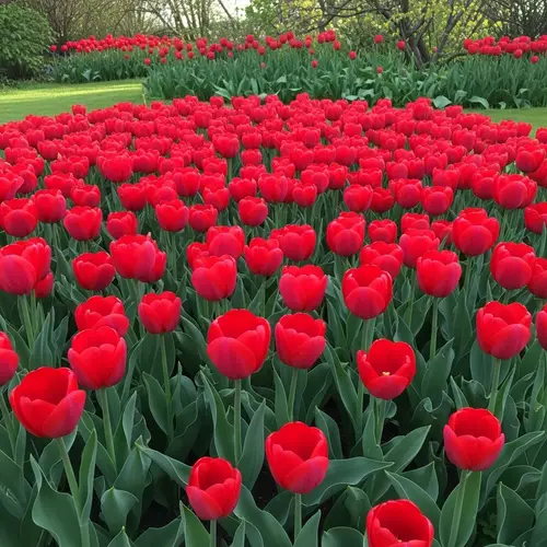 Breathtaking Red Tulip Gardens in Full Bloom