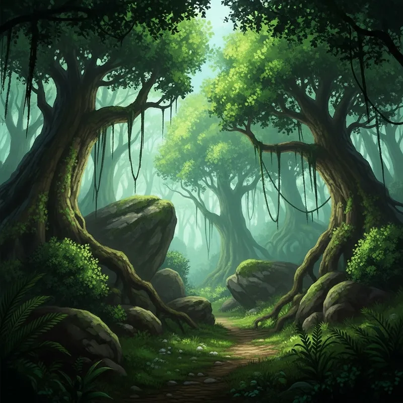 Enchanting Fantasy Rainforest - Tranquil and Mystical Landscape