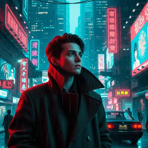 Neo-Noir Dystopian Future Imagery | Tech-Noir Fashion Focus