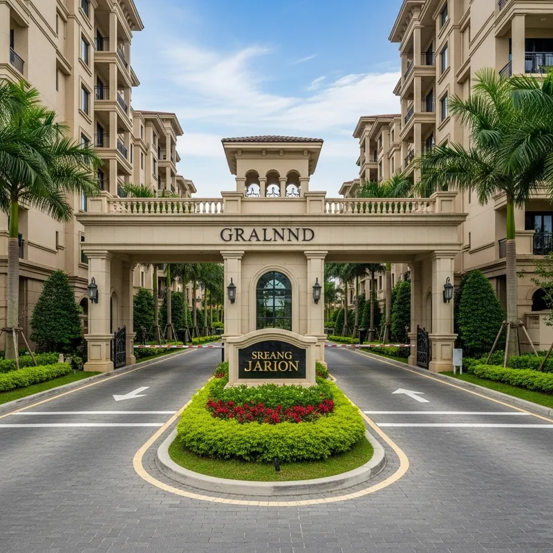 Upscale Residential Neighborhood - Extravagant Grand Entrance View