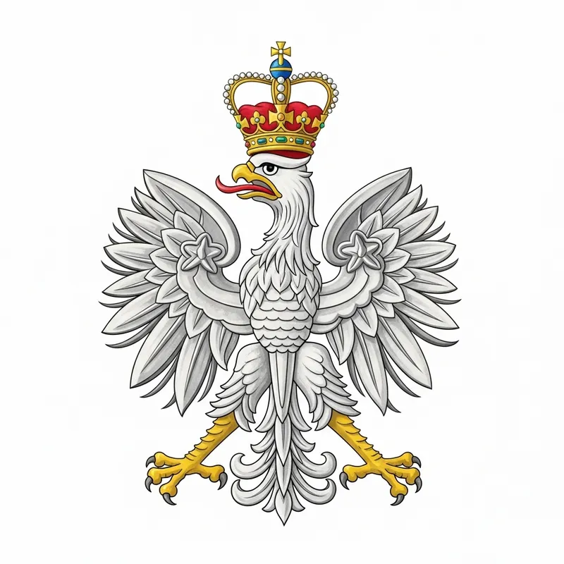 Polish Eagle with Crown: National Emblem Illustration