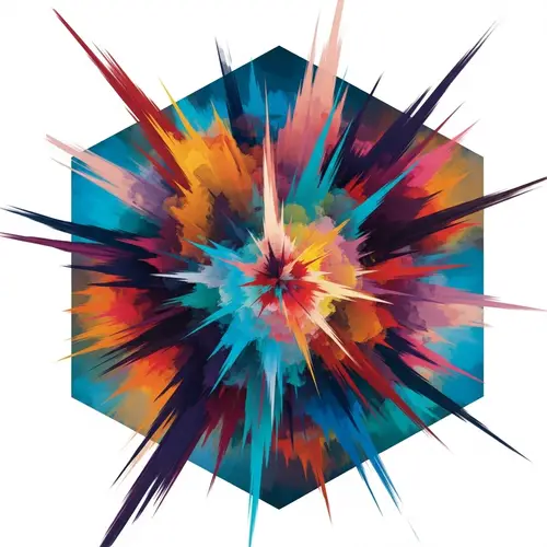 Abstract Explosion Painting in Hexagon Shape