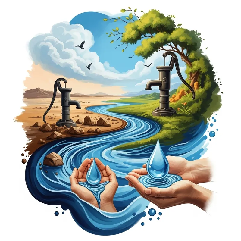 Abstract Water Conservation Art for a Greener Future
