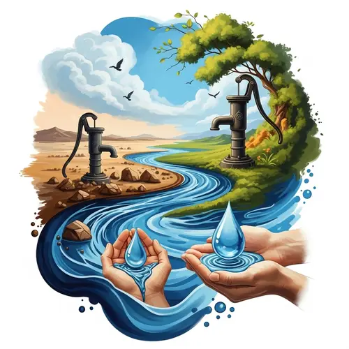 Abstract Water Conservation Art for a Greener Future