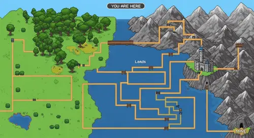 Retro Pixelated Level Selector Map: Adventure in Pixel Art Aesthetic