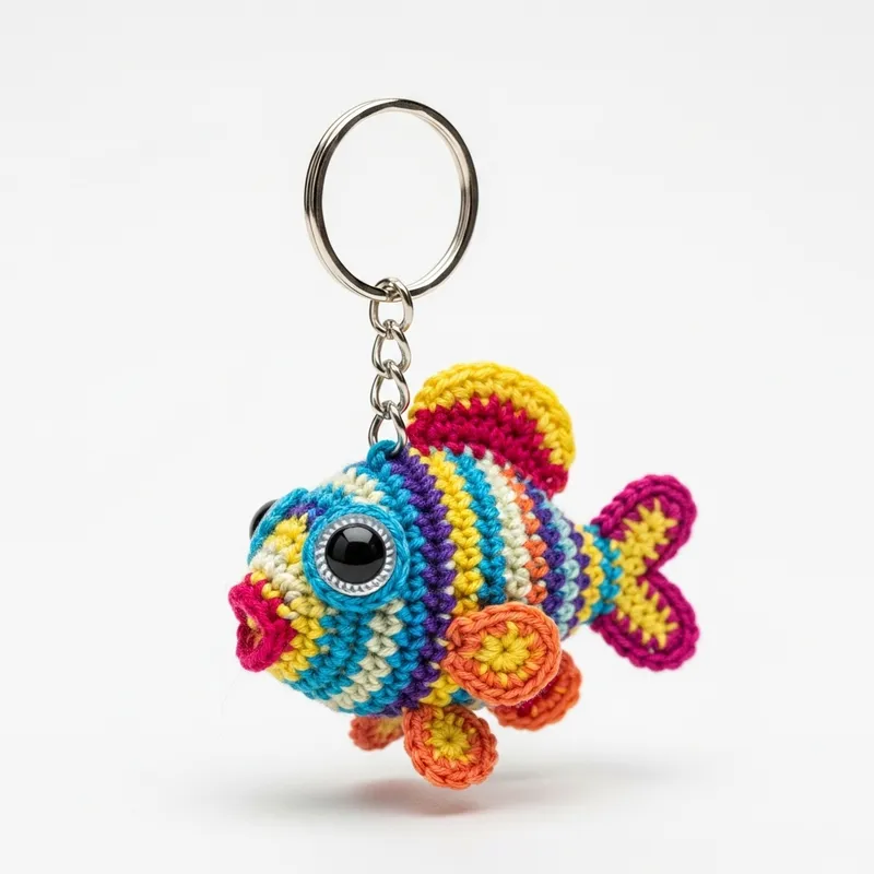 Colorful Patoti Fish Crocheted Keychain - Handmade Craft