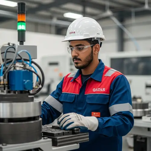 Young Qatari Man Operating Machinery | Factory Worker