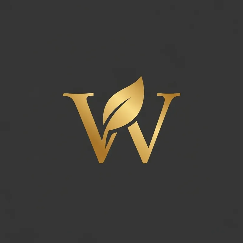 Elegant Minimalist Gold Leaf 'W' Logo Design