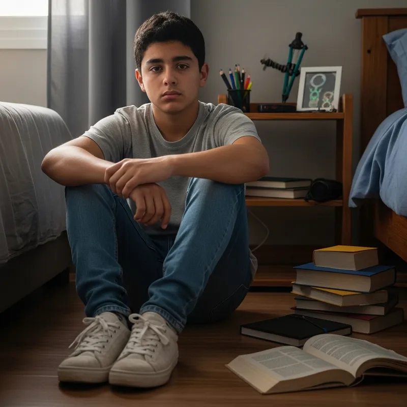 Worried Young Boy Reflecting on Future Worried Young Boy Reflecting on Future