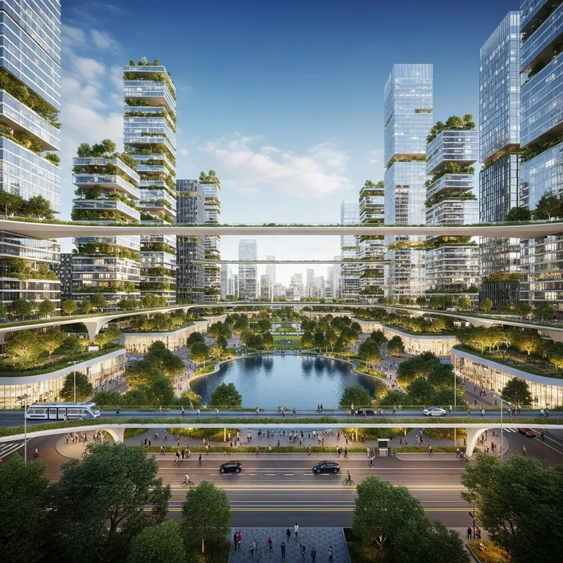 Eco-Friendly Future City with Green Spaces Eco-Friendly Future City with Green Spaces