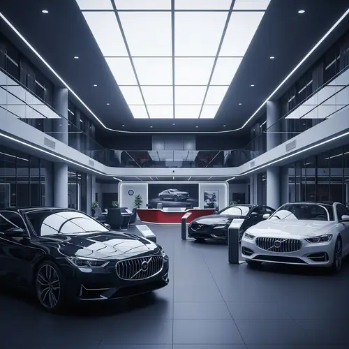 Futuristic Dealership with High-Grade Illumination | Contemporary Filmmaking Vibe