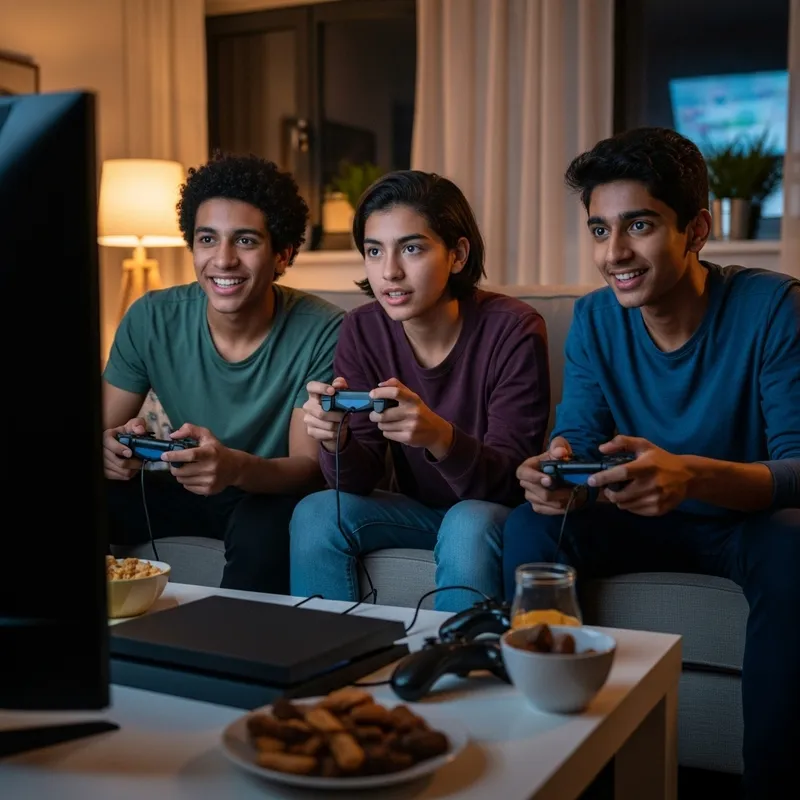 Teens Gaming Together: PS4 Fun at Home