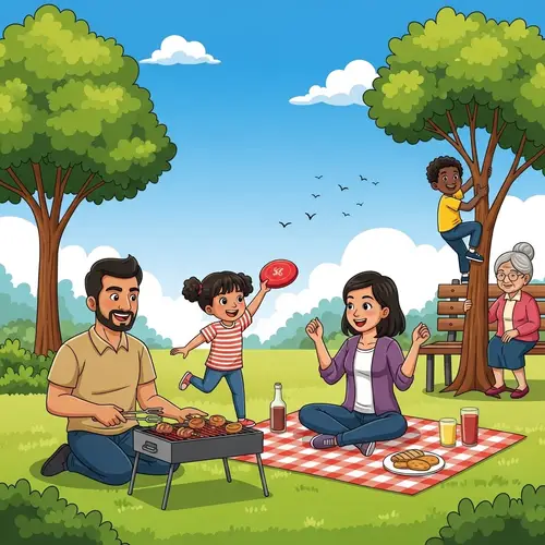 Multicultural Family Enjoying Leisure Time in a Park