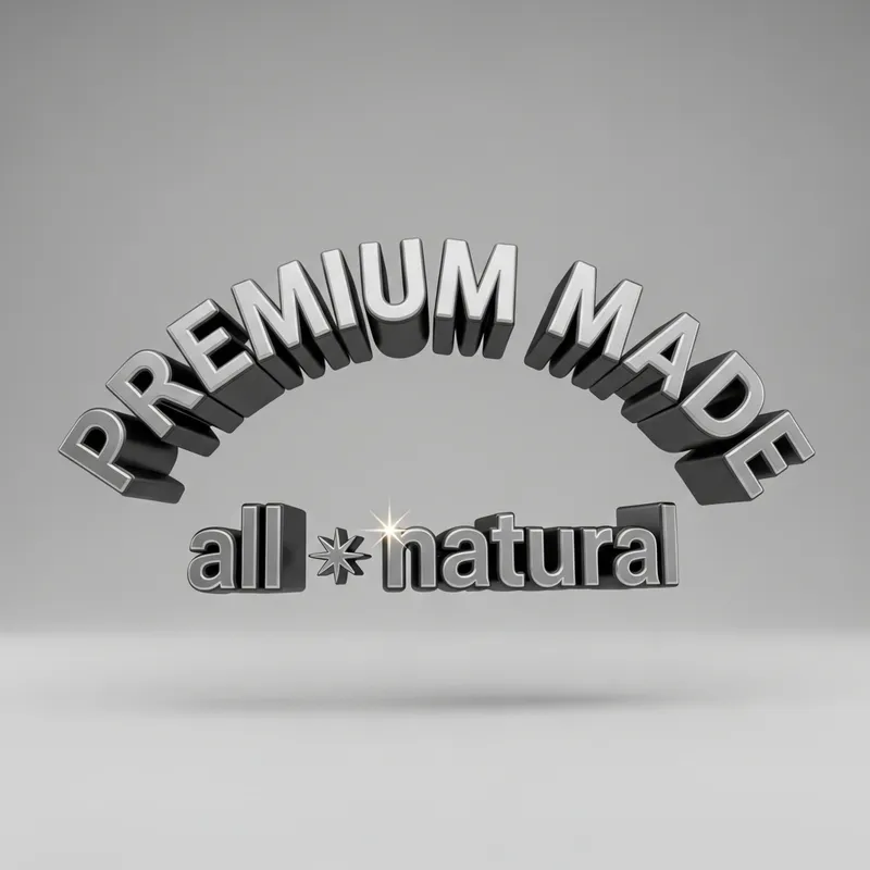 Premium Quality 3D Rendered 'Premium Made' Arch and 'All Natural' Star