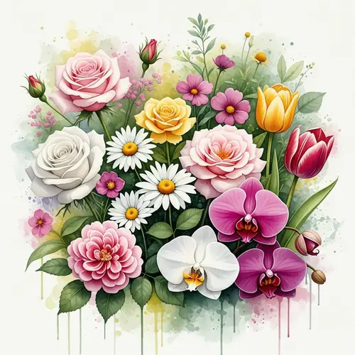 Beautiful Watercolor Flowers: Roses, Daisies & More