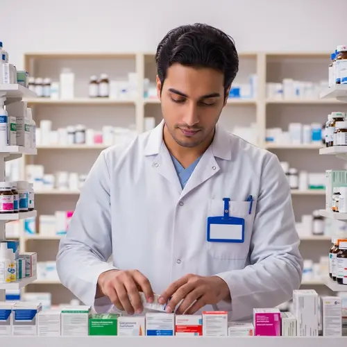 Expert Pharmacist Organizing Medications with Care