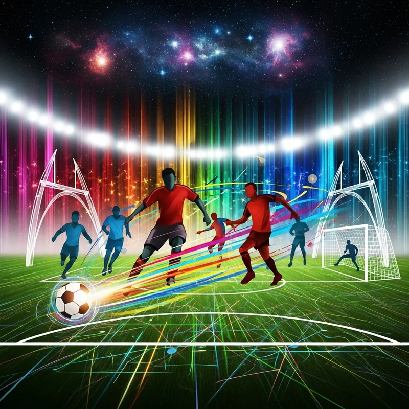 Abstract Cosmic Soccer | Multicolored Energy Amorphous Shapes