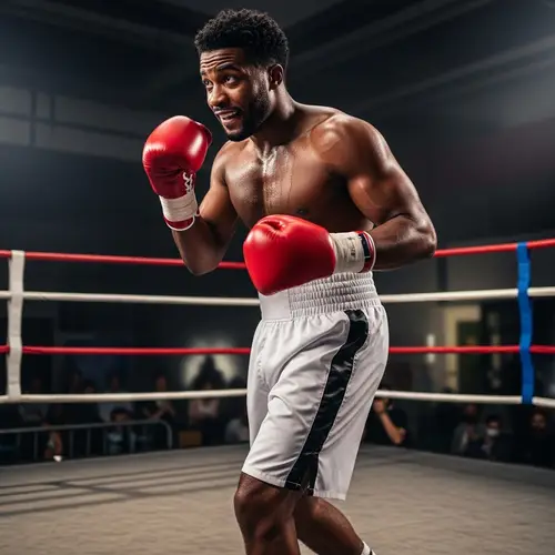 African American Professional Boxer in a Traditional Boxing Ring