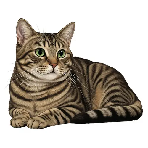 Furry Tabby Cat Portrait with Green Eyes | Relaxing Feline Scene