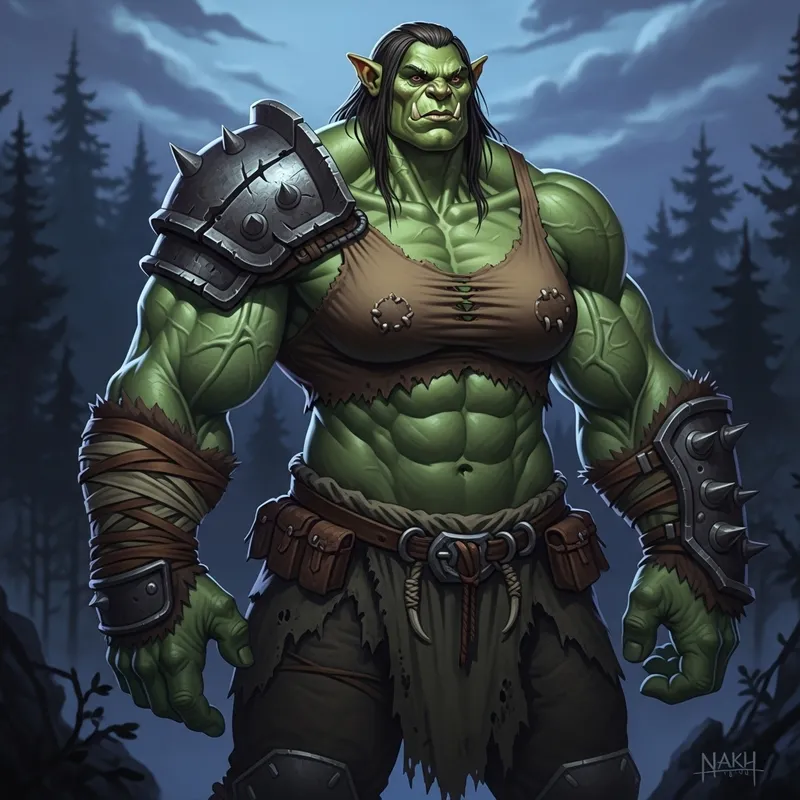 Muscular Female Ogre in Towering Strength Muscular Female Ogre in Towering Strength