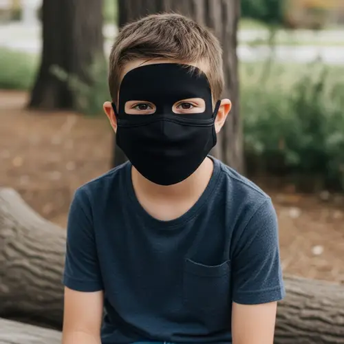 Young Boy with Black Mask | Outdoor Casual Setting
