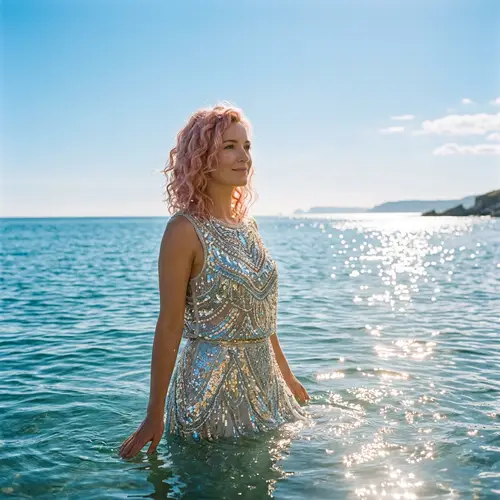 Elegant Woman in Water: Serene Fashion & Glamour