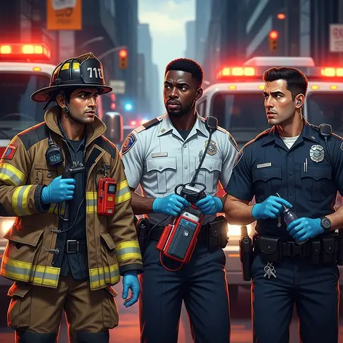 Diverse Team of First Responders in Action | City Emergency Scene