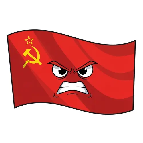 Furious USSR Flag Illustration with Hammer and Sickle