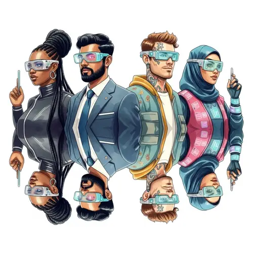 Futuristic Human Reflections Watercolor Artwork