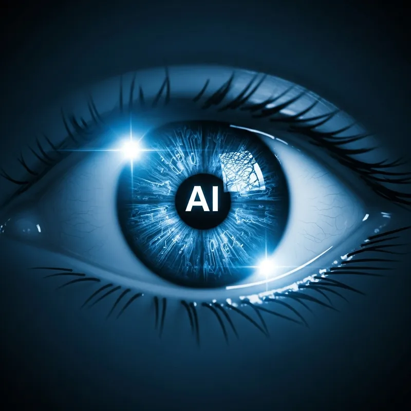 Captivating Futuristic AI Eye in Dark Blue