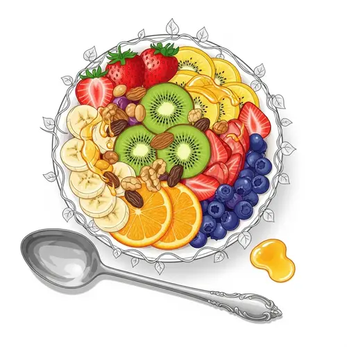 Colorful Fruit Salad with Strawberries, Bananas, Kiwis, and More