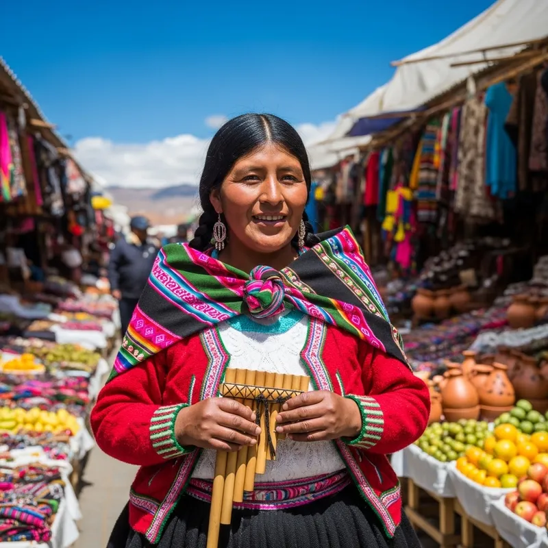 Colorful Bolivian Woman at La Paz Market
