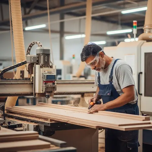 Skilled South Asian Woodworker in Modern Joinery Factory