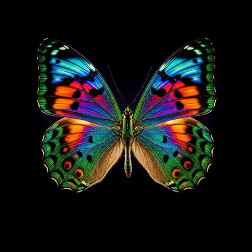 Colorful Butterfly on Black Background