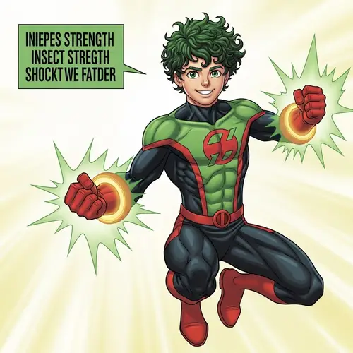 Mighty Hero with Curly Green Hair | Embodiment of Strength