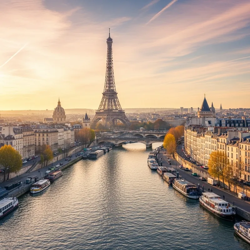 Panoramic Paris View - Eiffel Tower & Seine River
