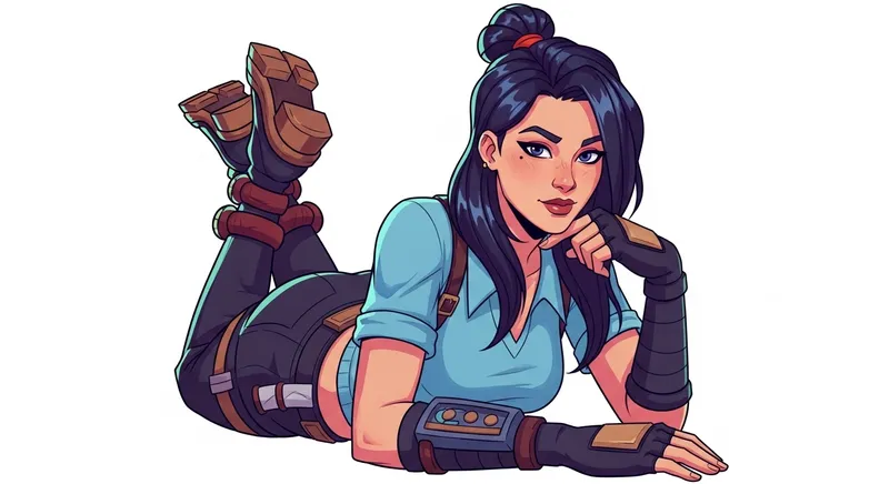 Vibrant Comic Art of a Determined Female Game Character