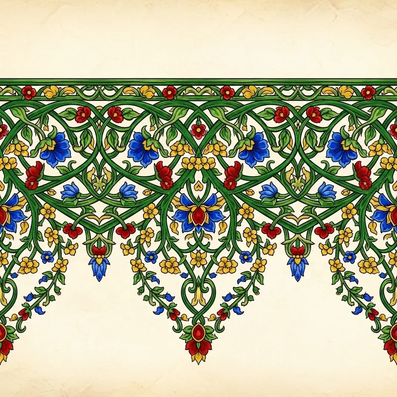 Ornate Floral Border Design: Intricate Vines & Flowers
