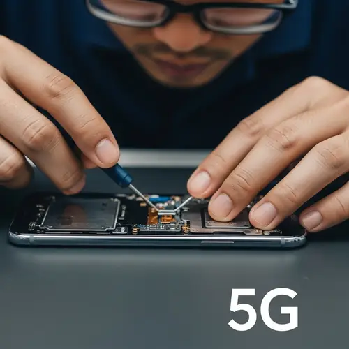 Anonymous Asian Male Technician Repairing Screen of 5G Smartphone