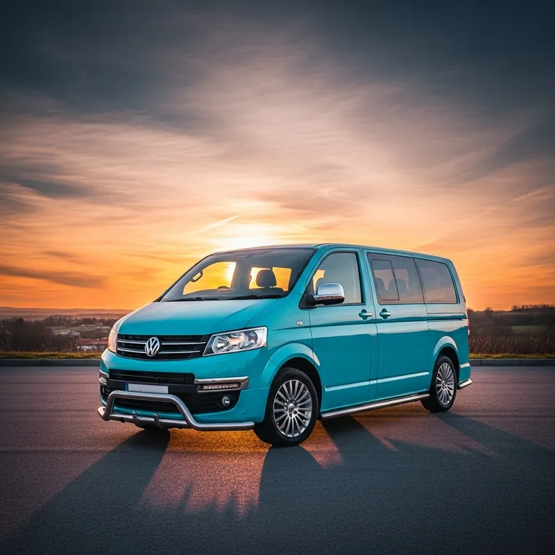 Stunning Turquoise Van at Sunset