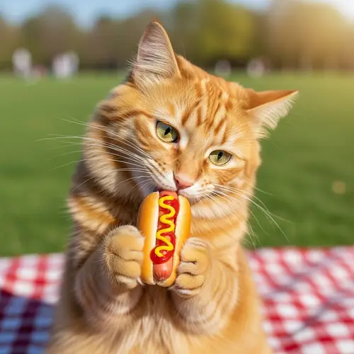 Cat Eating Hot Dogs - Funny Animal Moment