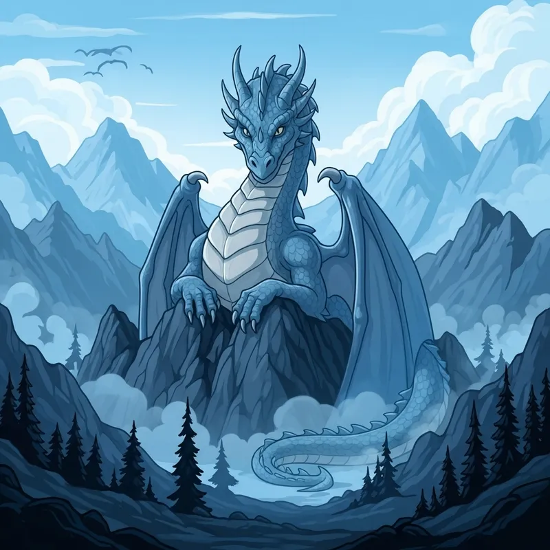 Friendly Dragon Resting on the Blue Mountains Friendly Dragon Resting on the Blue Mountains
