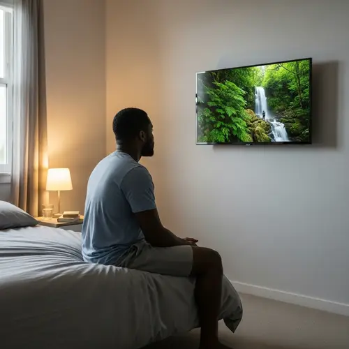 Realistic African Man Watching TV at Home | HAIER Brand