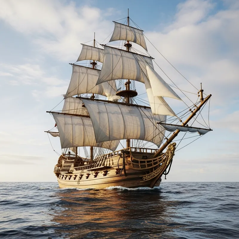 18th Century Spanish Galleon Sailing the Ocean