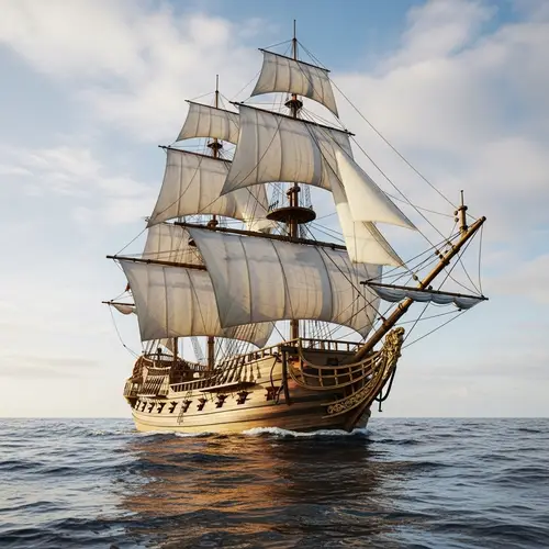 18th Century Spanish Galleon Sailing the Ocean