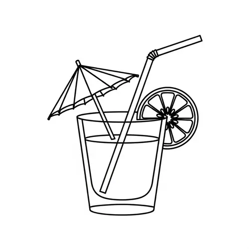Simple Line-Art Non-Alcoholic Cocktail for Kids