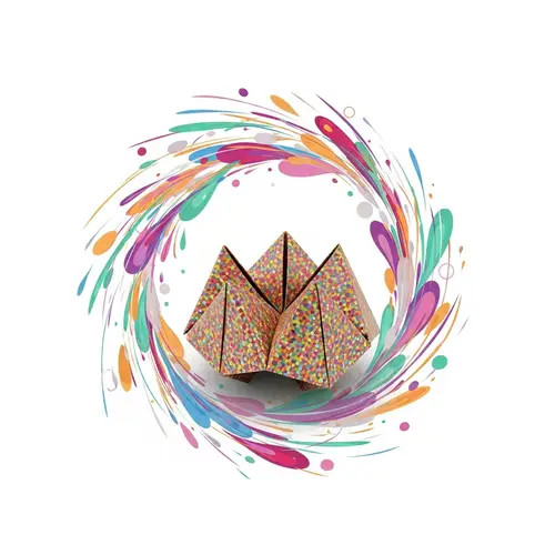 Colorful Origami Fortune Teller Art in Abstract Setting