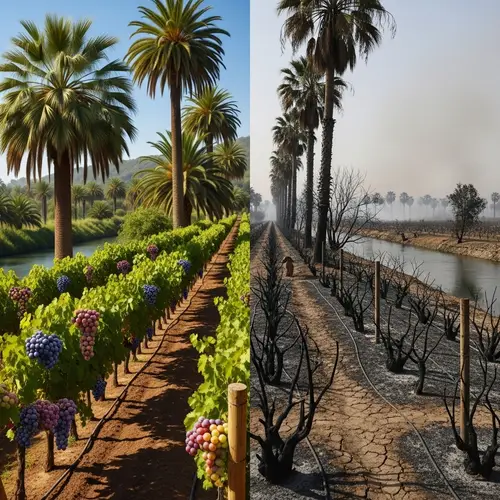 Vast Gardens with Palm Trees and Damaged Rivers