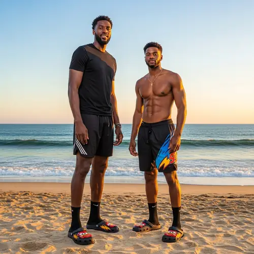 African American Basketball Style Men at Mazatlan Beach